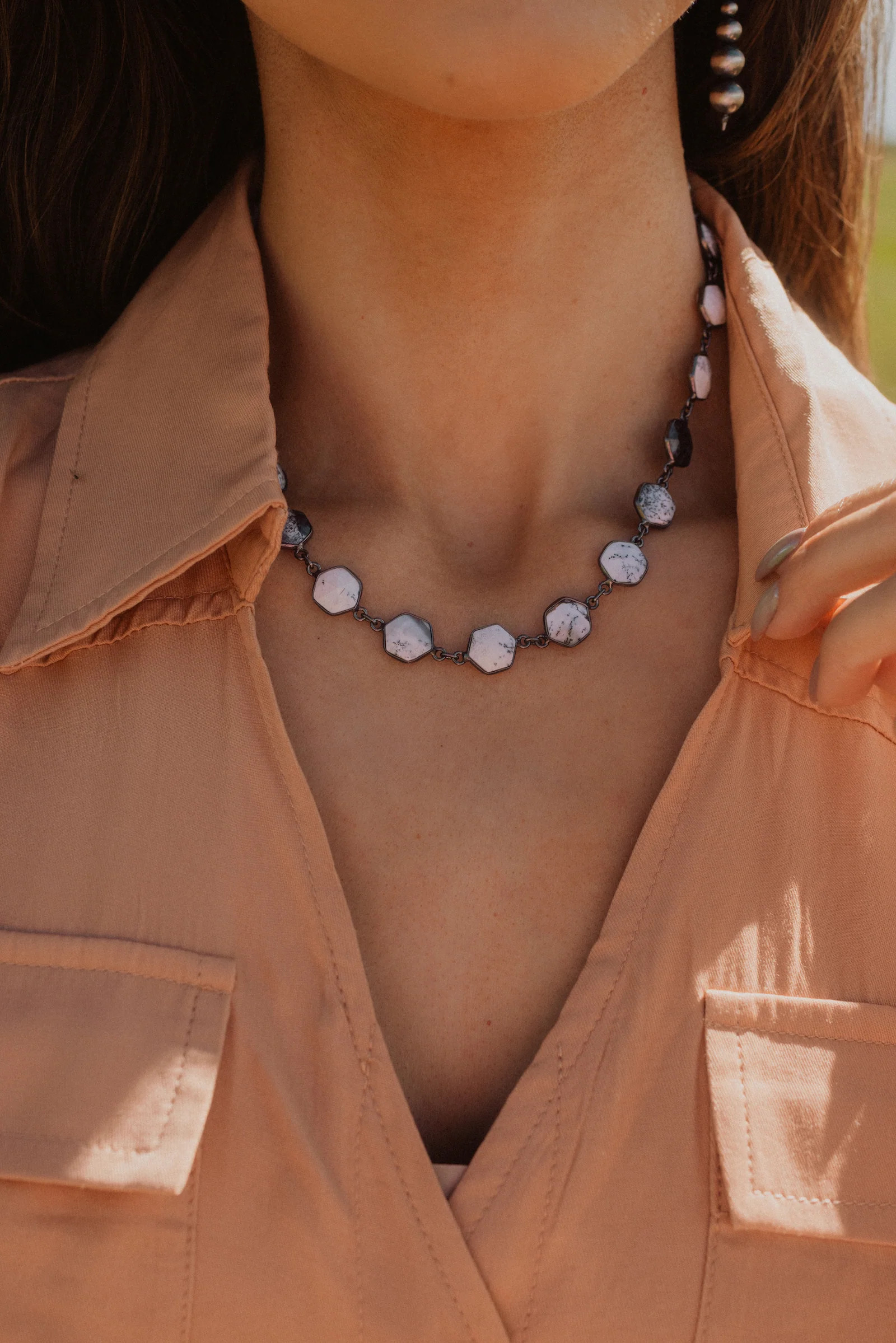 Jan Necklace | Medium | Dendritic Opal | Goldie Lew Jewelry
