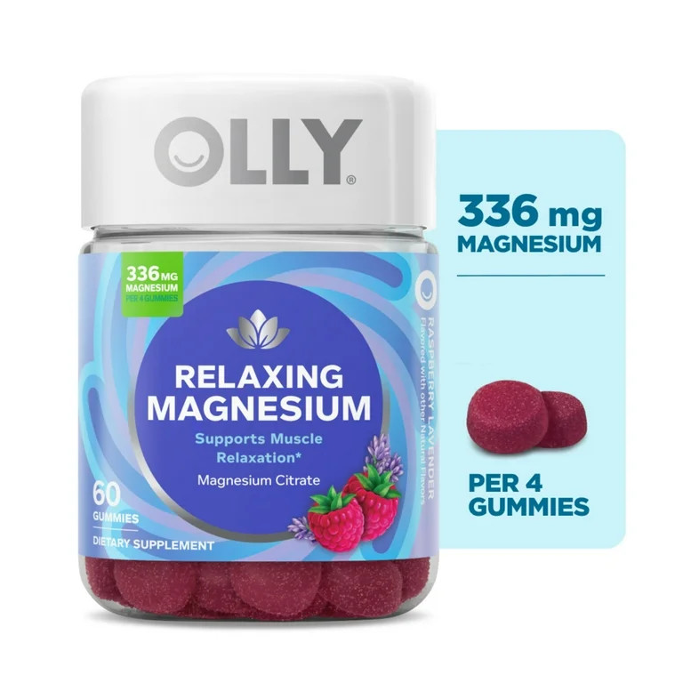 OLLY Relaxing Magnesium Gummy Supplement, Magnesium Citrate, Muscle Support, Raspberry, 60 Ct | Walmart (US)