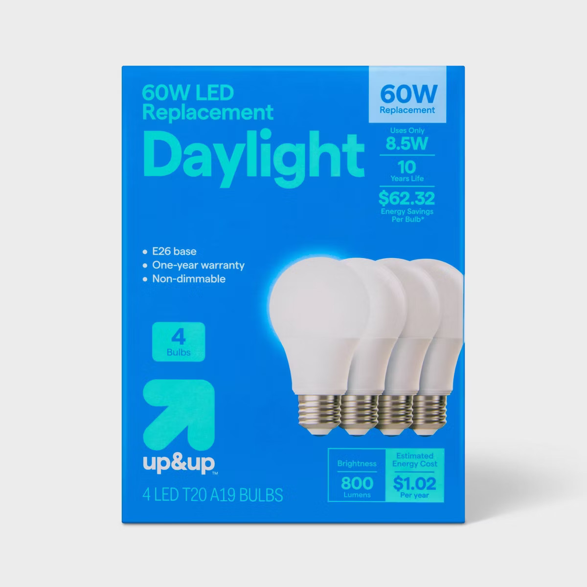 4pk 60W Plastic T20 Lightbulb Cool White - up&up™ | Target