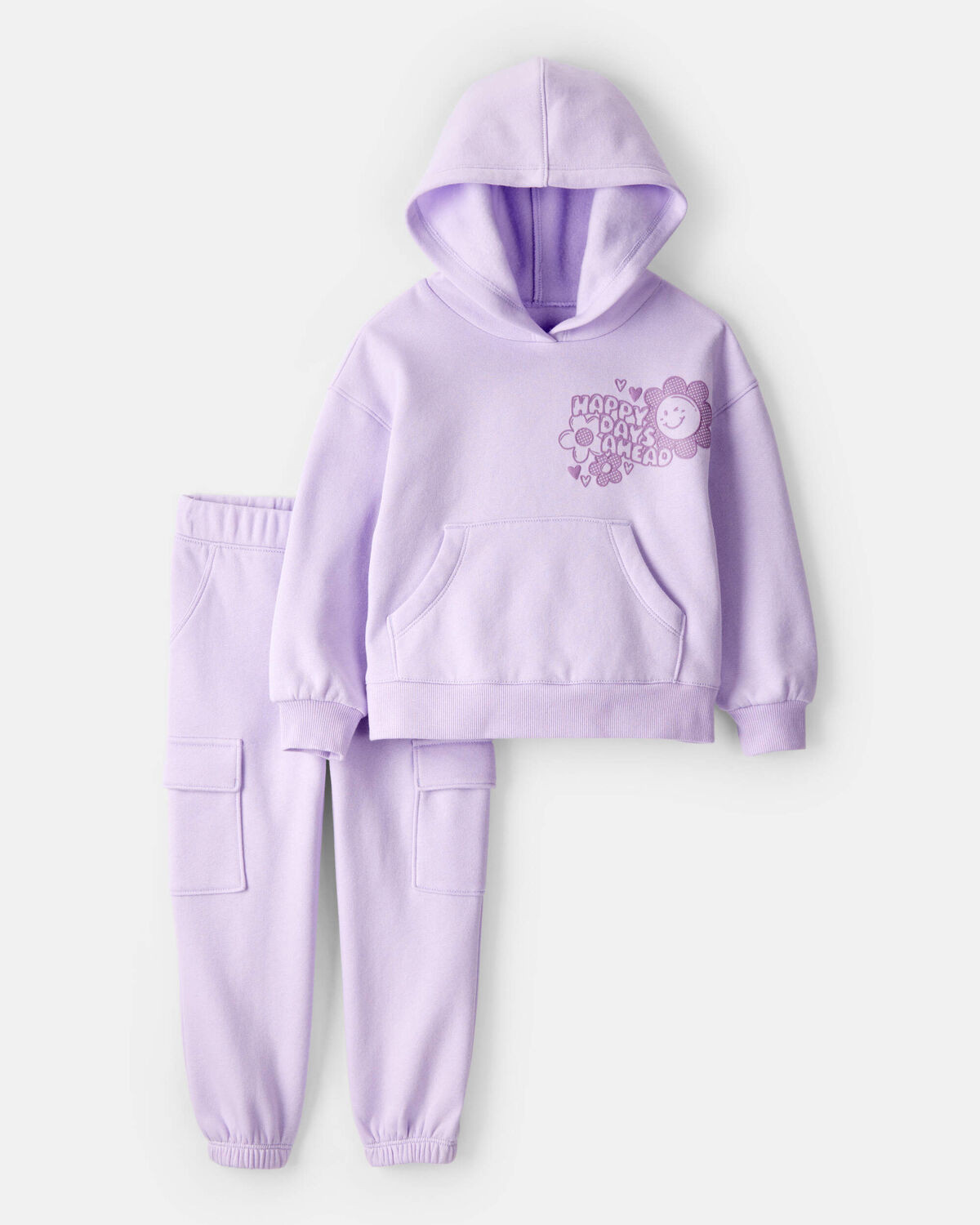 Toddler Girl 2-Piece DayDream Fleece Flower Graphic Long-Sleeve Hoodie & Pant Set - Purple | Carter's Inc