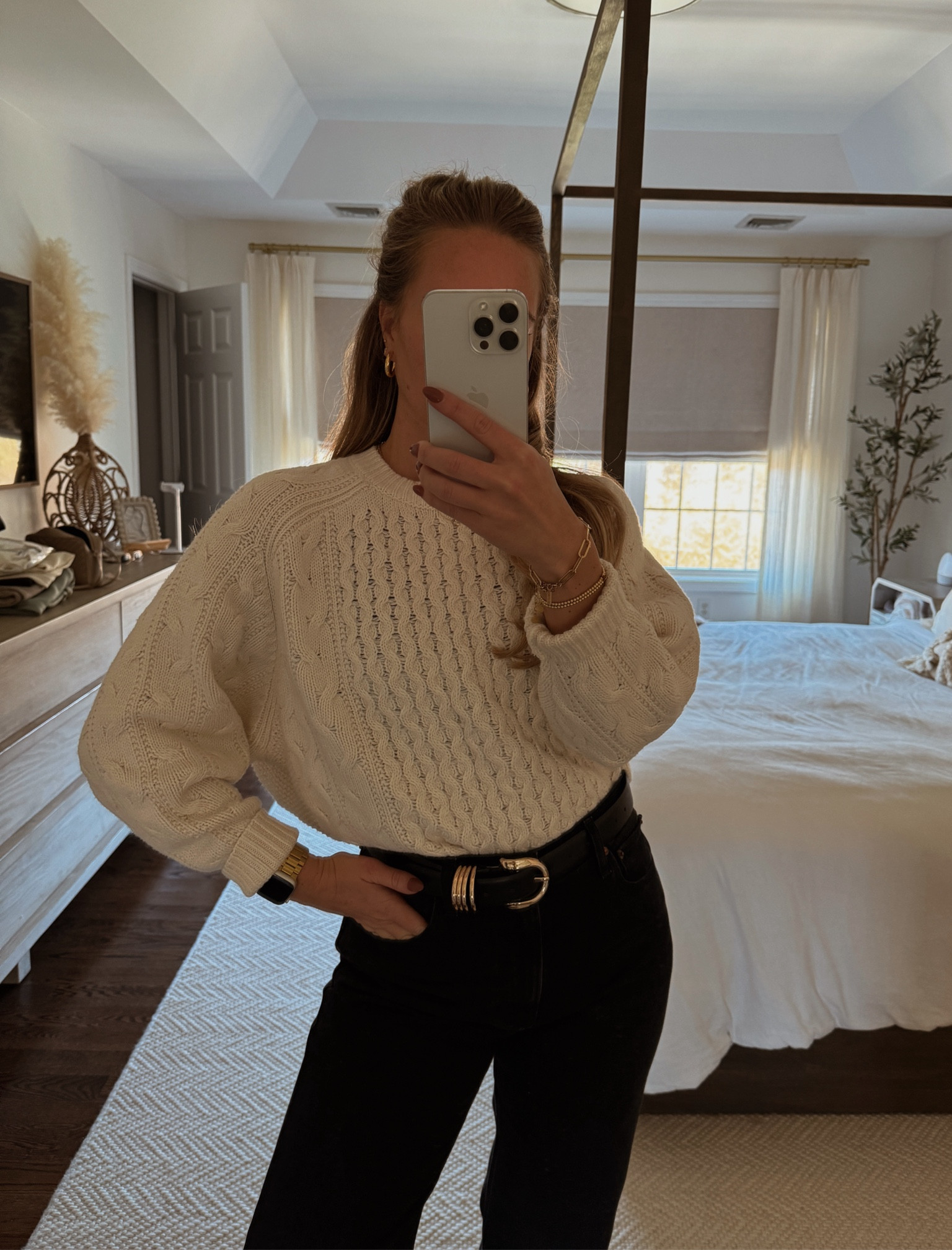 Chunky cable knit target sweater, perfect for holiday outfits to wear with jeans or skirts, and a boot with tights! $30 target sweater. Size medium 