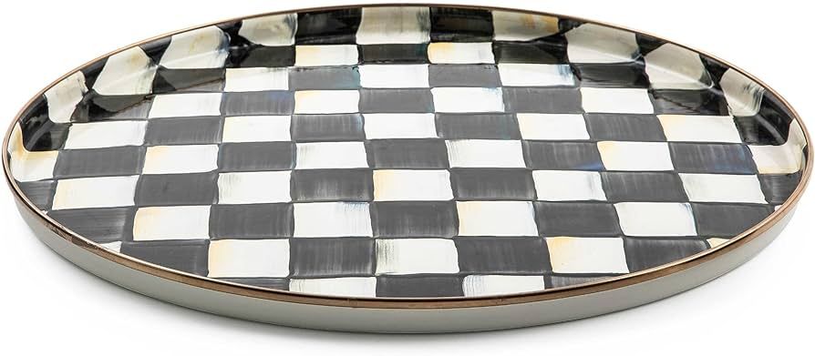 MACKENZIE-CHILDS Courtly Check Enamel Round Tray, Unique Circle Platter, Decorative Tray for Food | Amazon (US)