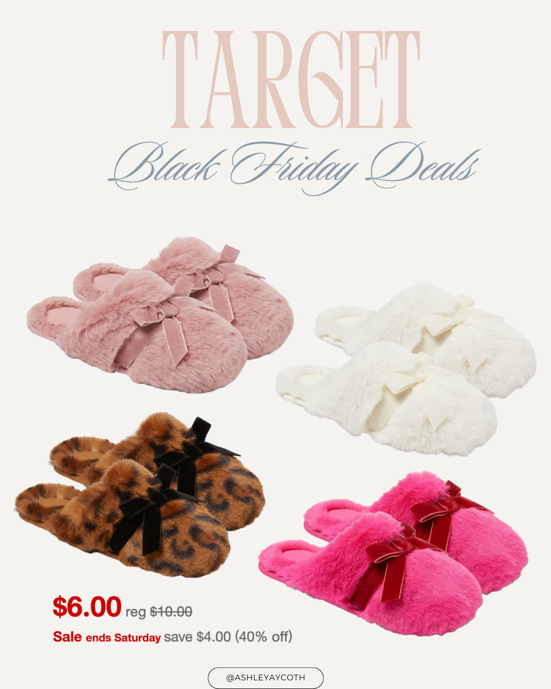 Target Black Friday Deals! Select Slippers 40% off! Love these bow slippers for only $6.00 today! Select Colors come in girls and toddler girls sizes too!  Would make a great gift for her! 

Black Friday deals, Target Black Friday, Deals, Slippers, gifts for her, mommy and me slippers #target #targetblackfridaydeals 

 #LTKCyberWeek #LTKGiftGuide #LTKSeasonal