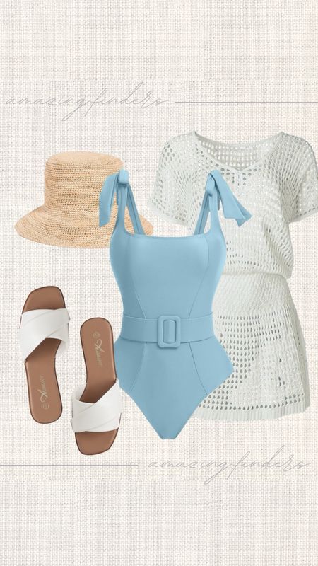 Love this swimsuit combination outfit! AI'MAGE Womens 2024 One Piece Swimsuit with Adjutable Belt Tie Shoulder Tummy Control Bathing Suits,
Hat Attack Women's Chic Crochet Bucket Hat,
Bsubseach Women Crochet Hollow Out Swim Cover Ups Short Sleeve Beach Swimwear Tunic Dress,
Athlefit Women's Summer Flat Sandals Slip On Square Toe Soft Leather Slide Sandals

#LTKswim #LTKstyletip #LTKtravel
