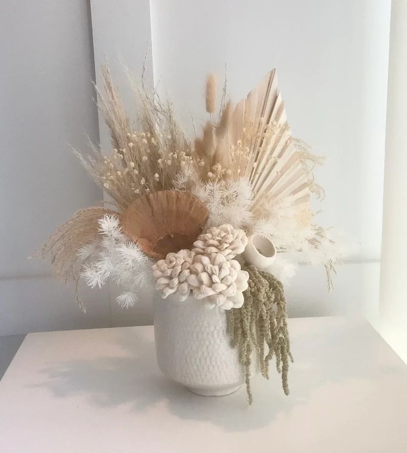 Large Dried Flower Arrangement With a Vase, Neutral Boho Style Floral Arrangement, Tall Pampas Gr... | Etsy (US)