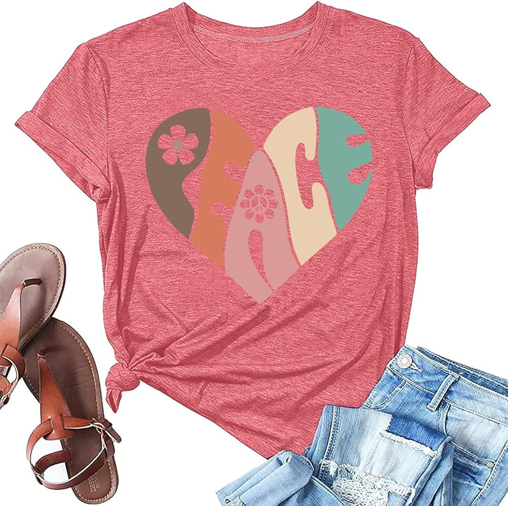 Peace Love Shirts Women Hippie Soul Inspirational Vintage Short Sleeve Graphic Tees Tops | Amazon (US)
