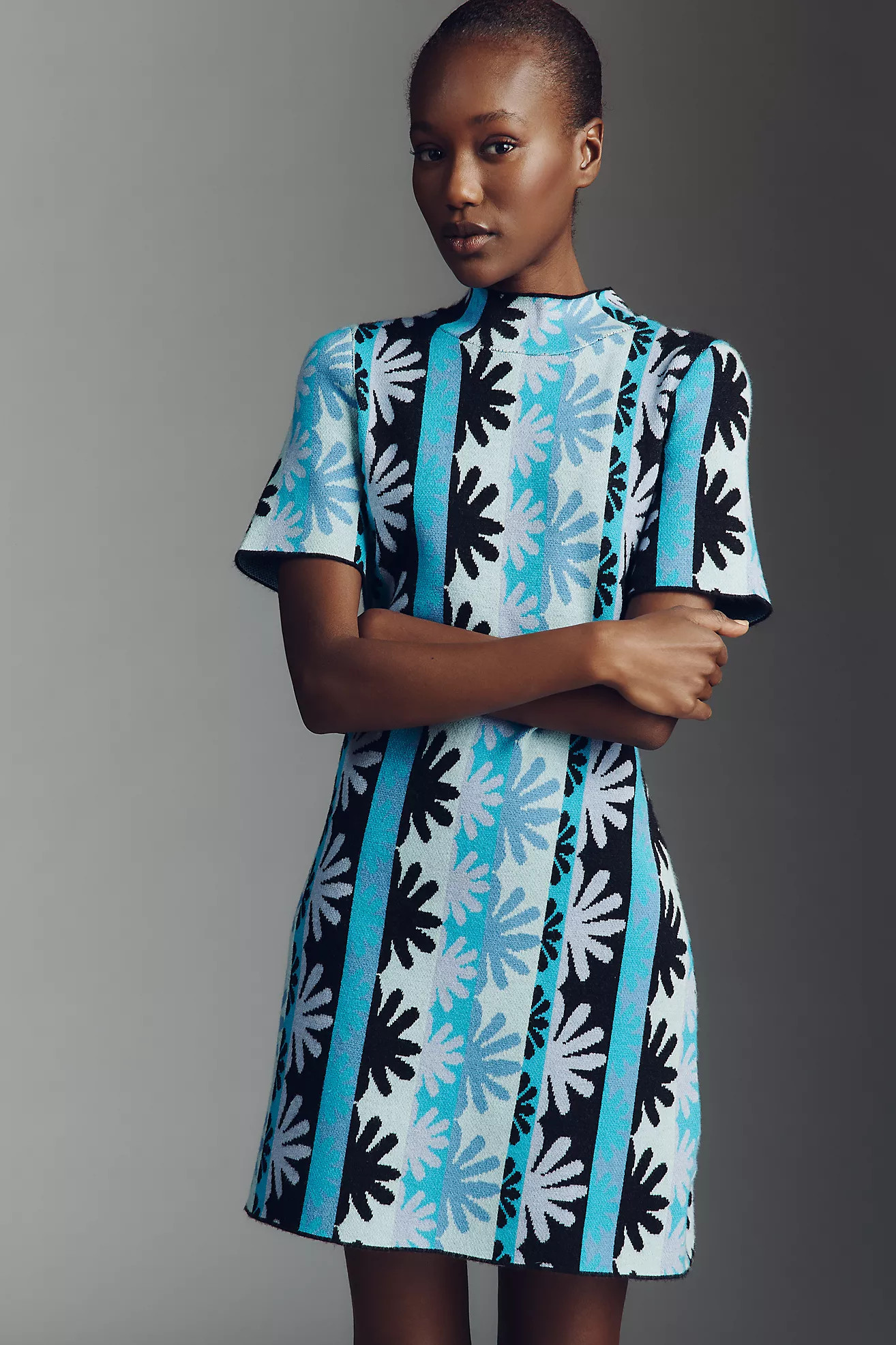 The Nina Short-Sleeve Mock-Neck Mod Sweater Mini Dress | Anthropologie (US)