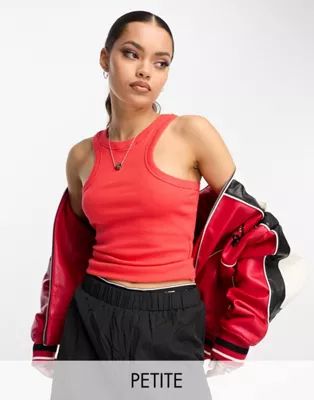 Noisy May Petite racer neck top in red | ASOS (Global)