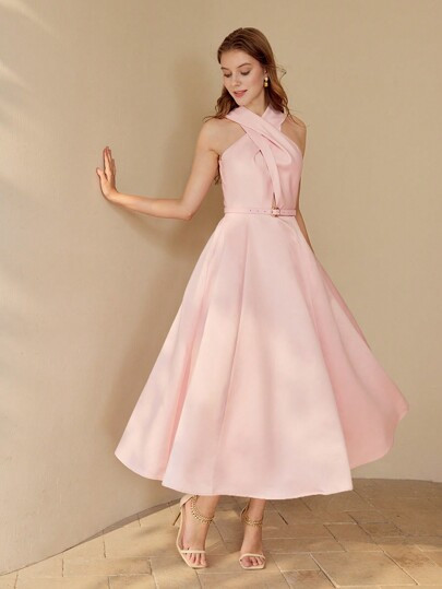 MOTF PREMIUM ELEGANT CRISSCROSS SLEEVELESS DRESS | SHEIN