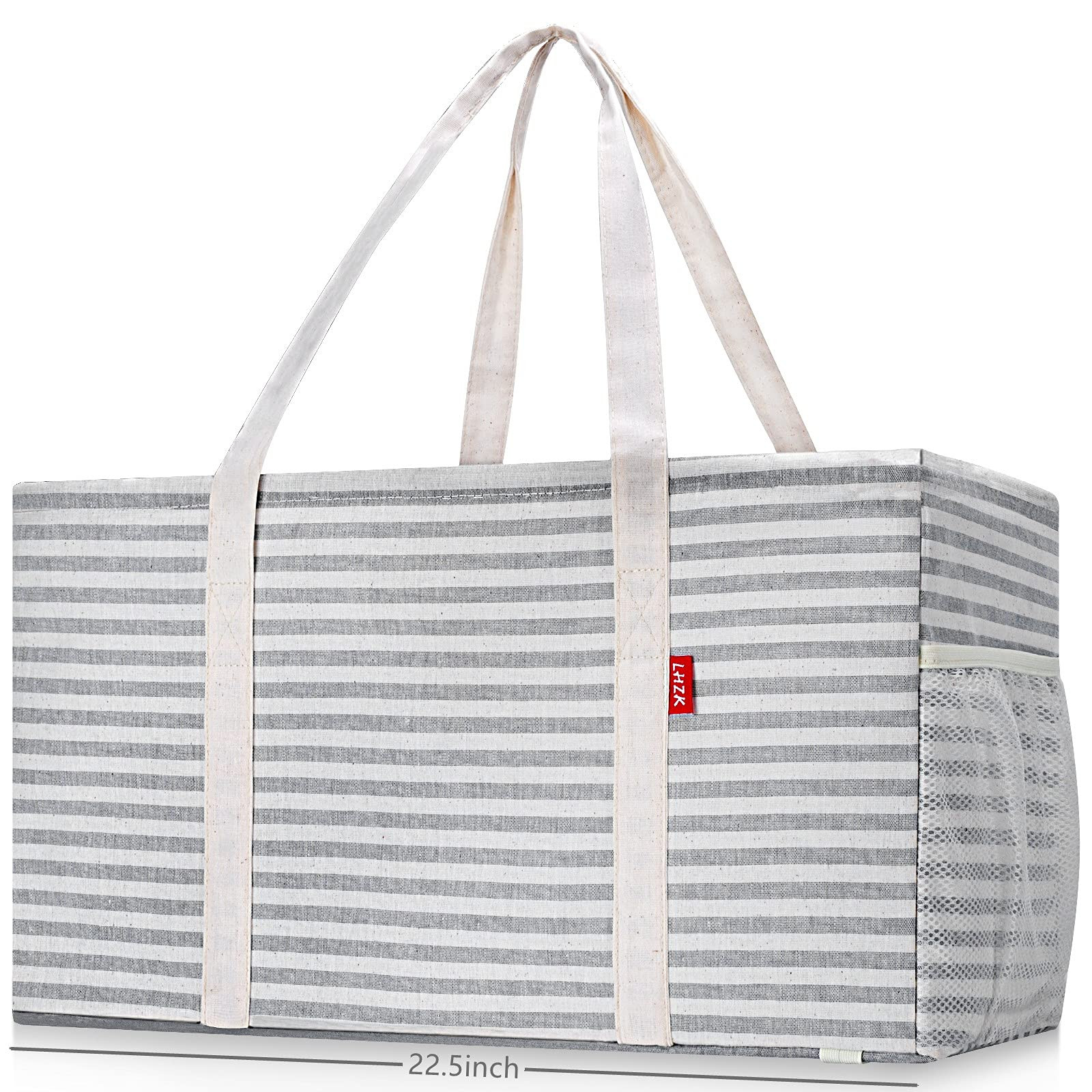 LHZK Standing Extra Large Utility Tote Bag with Metal Wire Frame and Sides Rinforced, Extra Large... | Amazon (US)