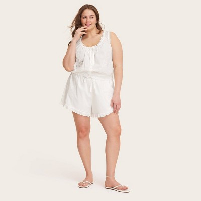 Women's Mid-Rise Woven Drawstring Shorts - Parke x Target Cream 2X | Target