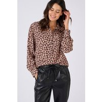 Damart Women's Long Sleeve Leopard Print Shirt Lightweight Breathable Top in Tan | Size: 20 | Debenhams UK