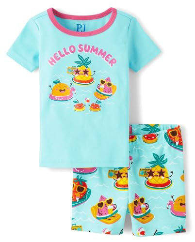 The Children's Place,Baby Girls,and Newborn 100% Cotton Short Sleeve Top and Shorts 2 Piece Pajama Set,Fruits,0 Months,3 Months | Amazon (US)