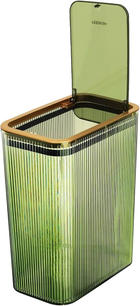 Transparent Trash Can, Bathroom Trash Cans with Lids, 2.6 Gallon Garbage Can for Bedroom, Office,... | Amazon (US)