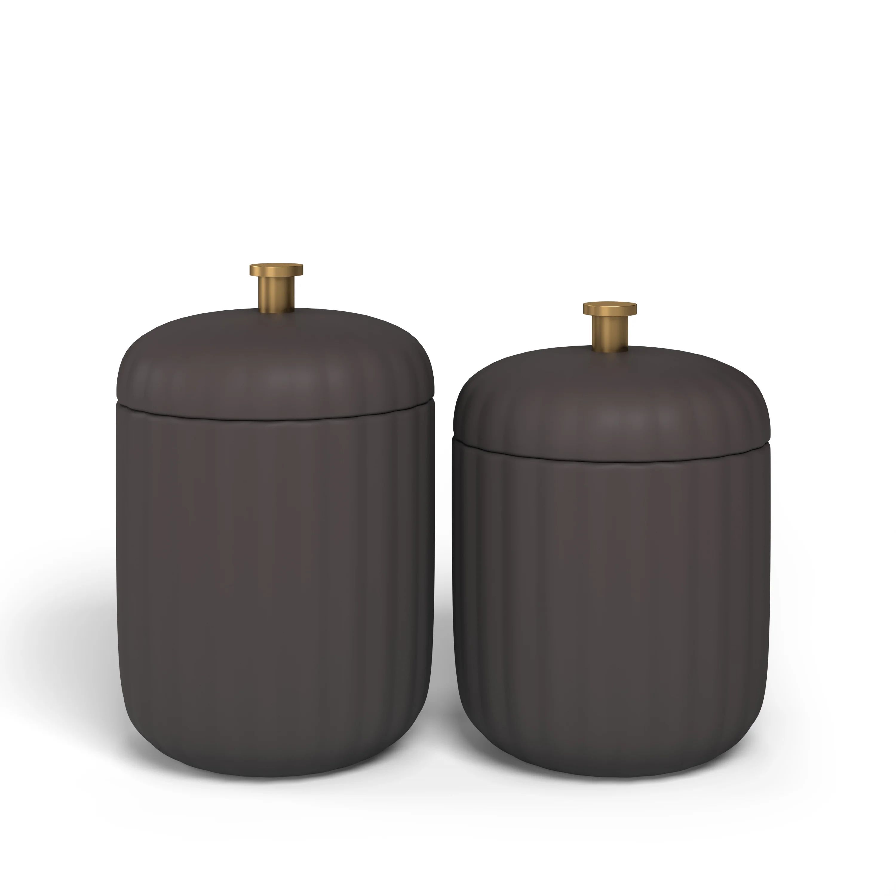 Beautiful Fluted Stoneware 2-Piece Vanity Jar Set by Drew Barrymore, Charcoal Gray | Walmart (US)
