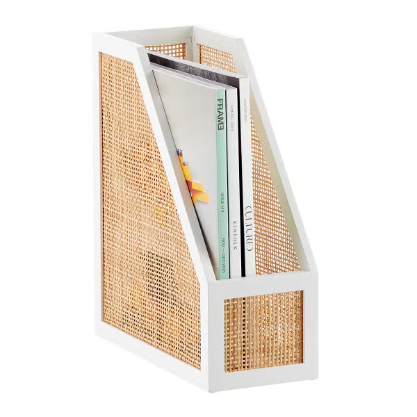The Container Store Aritsan Rattan Cane Magazine File | The Container Store