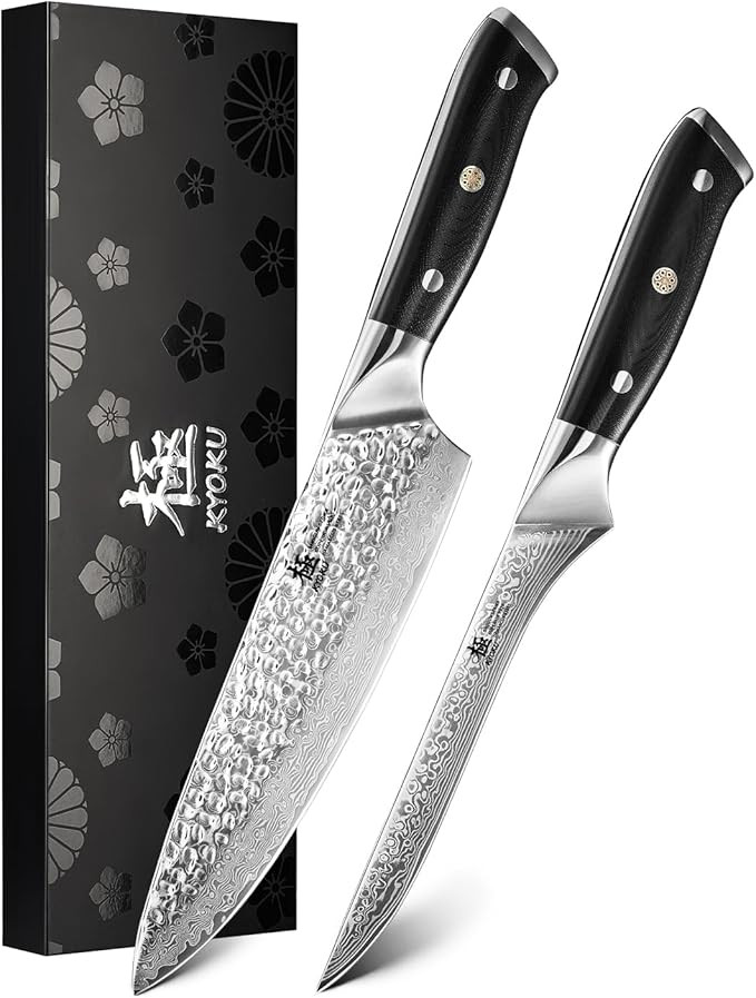 KYOKU Knife Set, Shogun Gin Series 2pc Japanese Style Kitchen Knife Set, 7" Boning 8" Chef Knife ... | Amazon (US)
