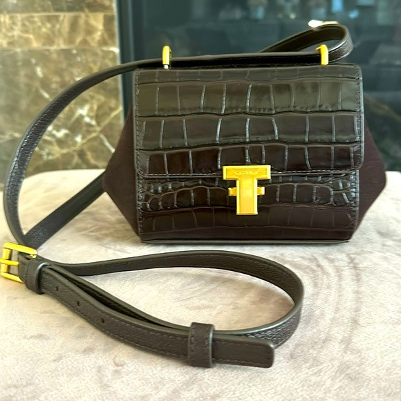 Tory Burch brown genuine leather suede crock crossbody LIMITED EDITION | Poshmark