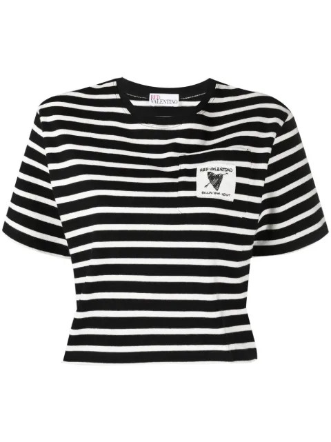 logo-patch striped T-shirt | Farfetch (US)