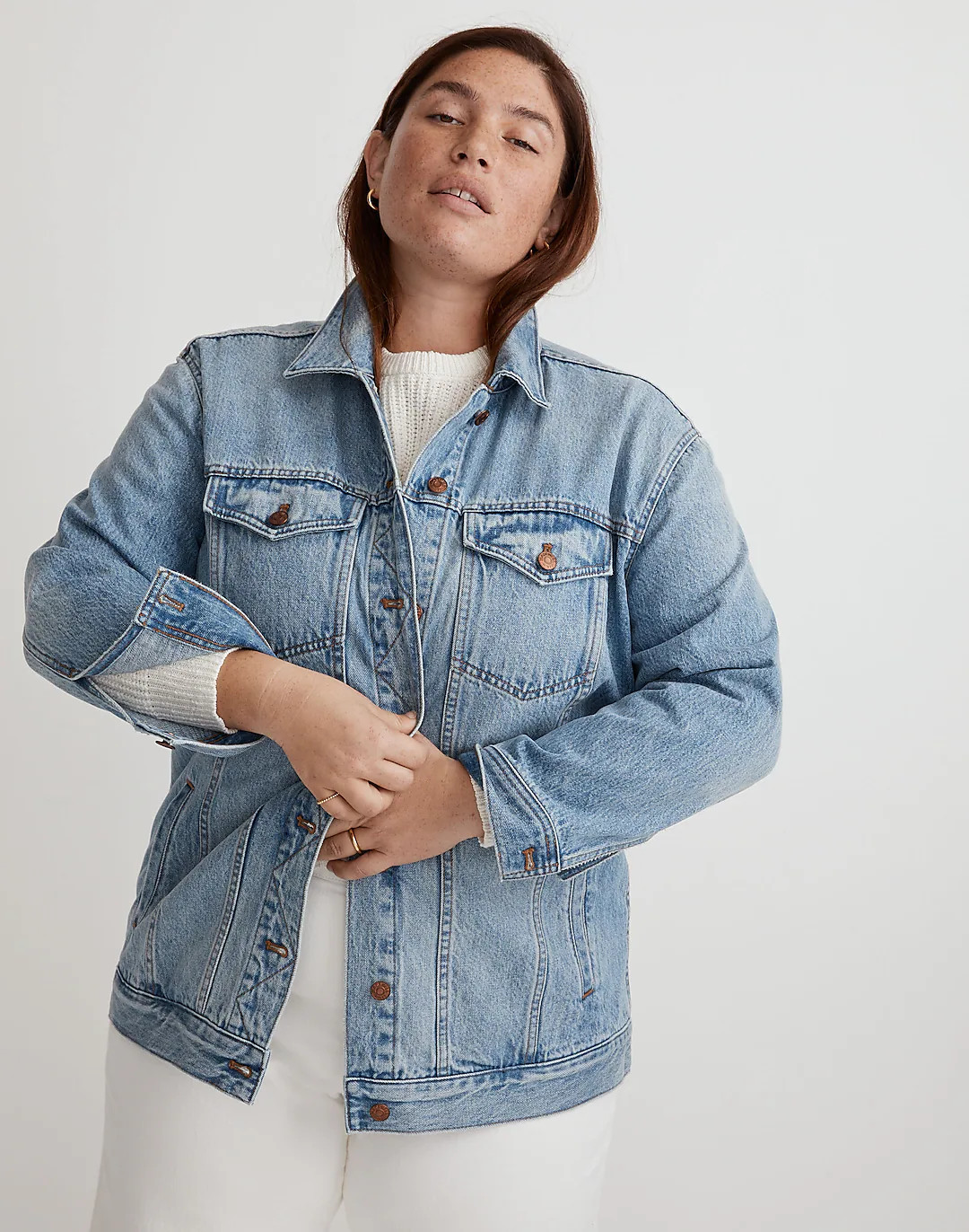 The Plus Oversized Trucker Jean Jacket in Kelson Wash | Madewell