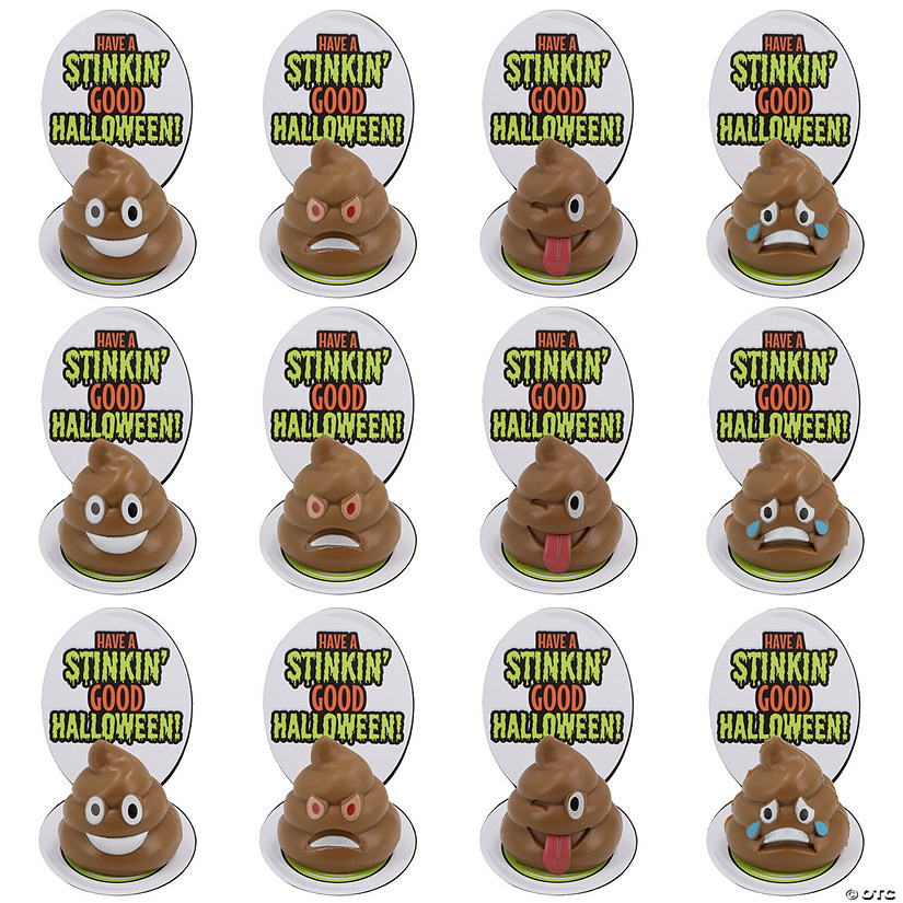 1 1/2" Halloween Mini Poop Emoji Characters with Handout Card for 12 | Oriental Trading Company