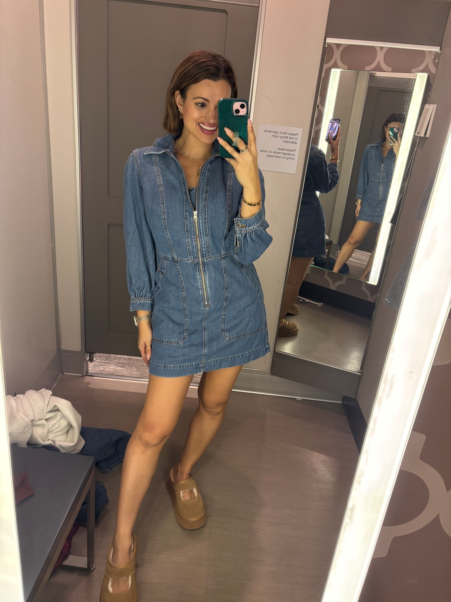 How cute is this midi denim dress from Target! The long sleeves make it perfect to transition from winter to spring. I love the zipper detail along the front and the medium wash color. Really flattering look overall!

#LTKdayinmylife #LTKFindsUnder50 #LTKootd