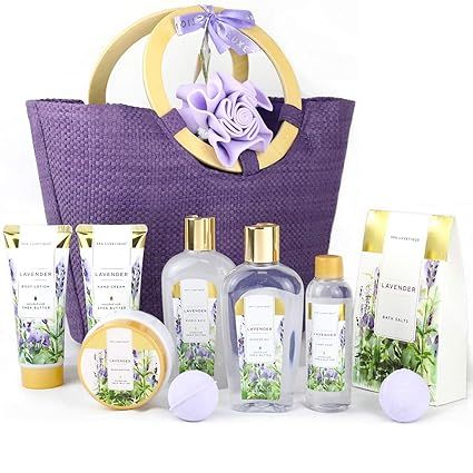 Spa Luxetique Gift Baskets for Women, Spa Gifts for Women - 10pcs Lavender Bath and Body Gift Set... | Amazon (US)