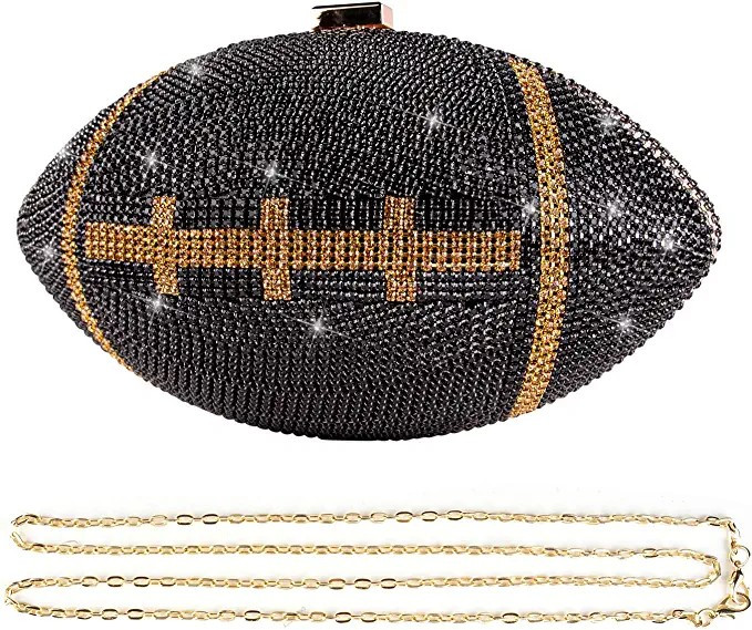 Gripit Bling Rhinestone Football Shaped Rugby Quirky Bag Purse Shoulder Handbag with Crystal for ... | Amazon (US)