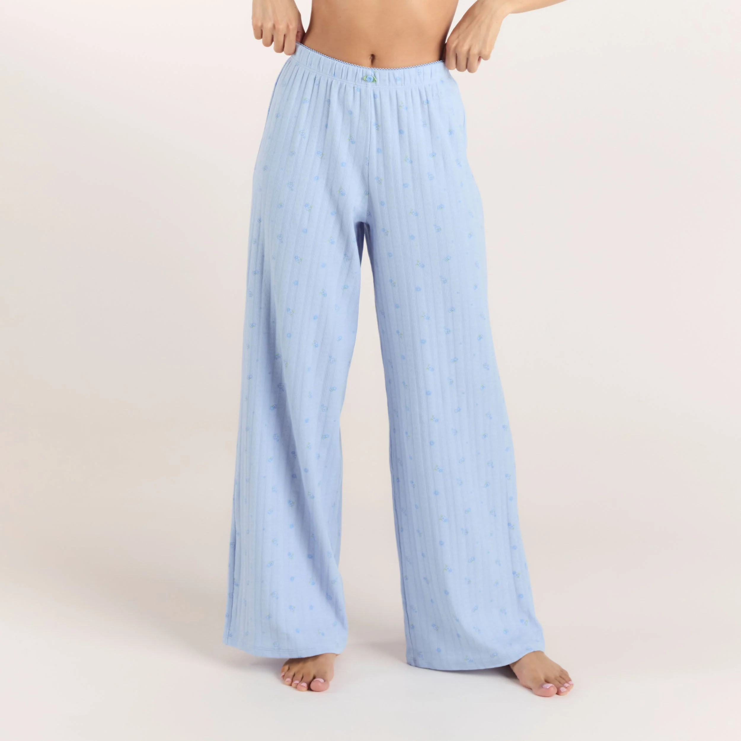 Pointelle Pyjama Bottoms - Blue Floral | Lounge (UK)