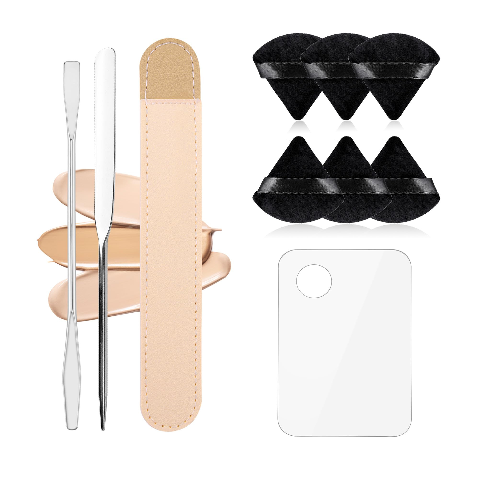 Acrylic Cosmetic Palette - Mixing Tray with Metal Mirror & 10 Pcs Makeup Spatula Set | Amazon (US)