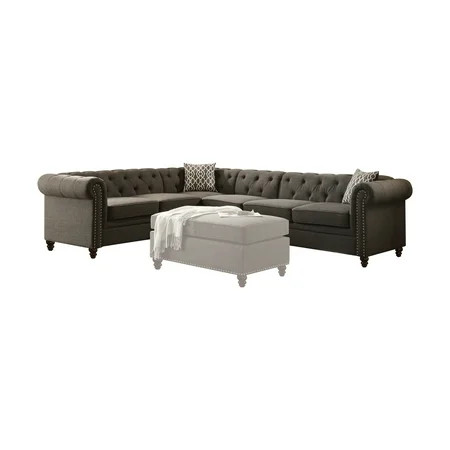ACME Aurelia II Sectional Sofa in Charcoal Linen | Walmart (US)
