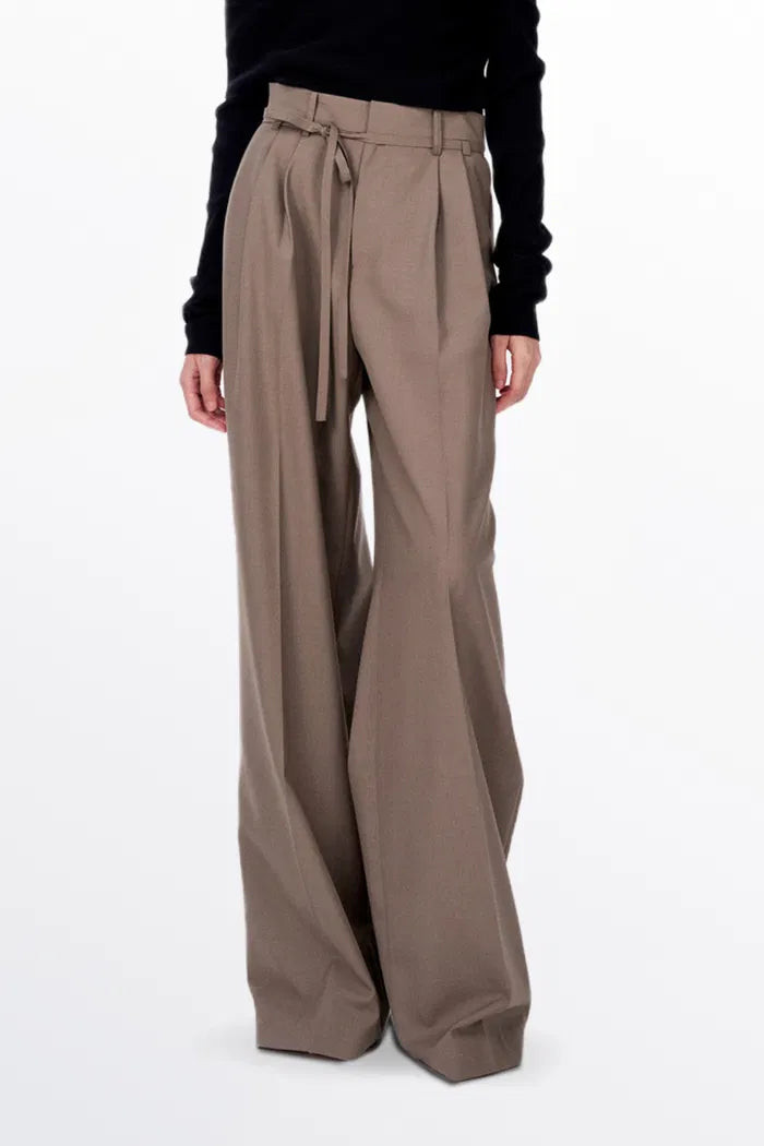 Alba Belted Suit Trousers in Wool Blend | Fabrique