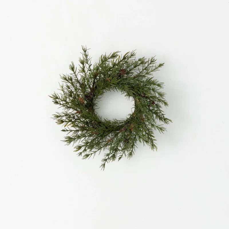 13.5" Artificial Cedar Pinecone Christmas Accent Ring, Green | Wayfair North America
