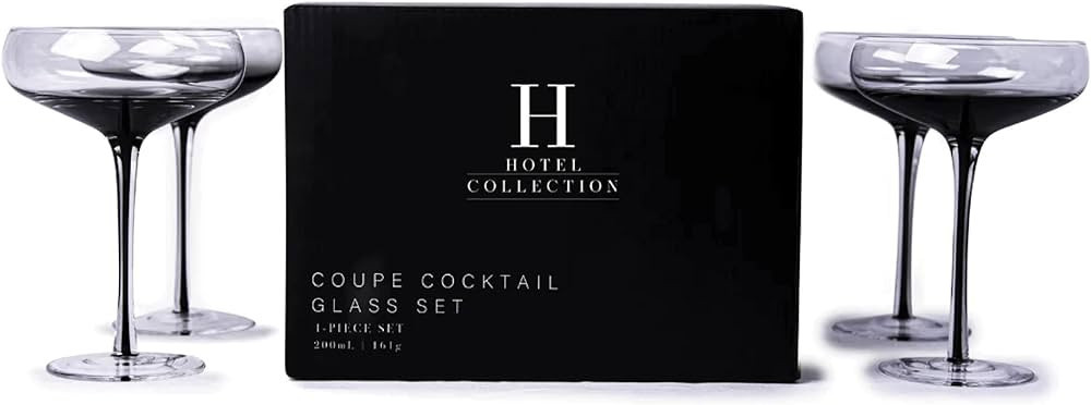 Aroma360 Hotel Collection Smoke Stem Champagne Glasses | Smoky Black Champagne and Coupe Flutes t... | Amazon (US)