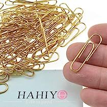 HAHIYO Paper Clips 1.3" (33mm) Length Gold Paperclips Vinyl Coated Prevent Scratching Tearing The... | Amazon (US)