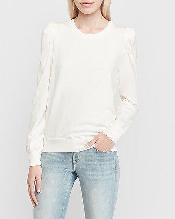 Pleated Puff Sleeve Sweatshirt | Express