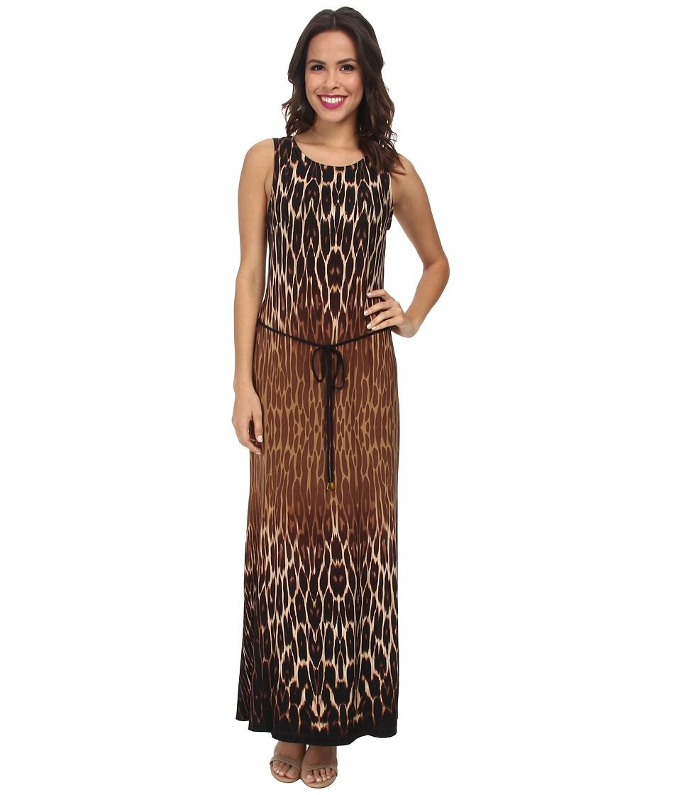 Christin Michaels - Belted Animal Print Maxi Dress (Brown Multi) Women's Dress | 6pm