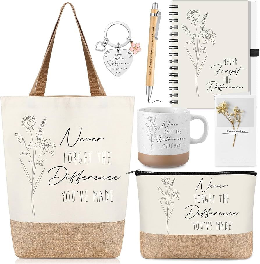 Suclain 7 Pcs Thank You Appreciation Gifts, Never Forget the Difference Bag, Mug, Notebook, Pen, ... | Amazon (US)