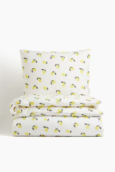 H & M - Patterned Twin Duvet Cover Set - White | H&M (US + CA)
