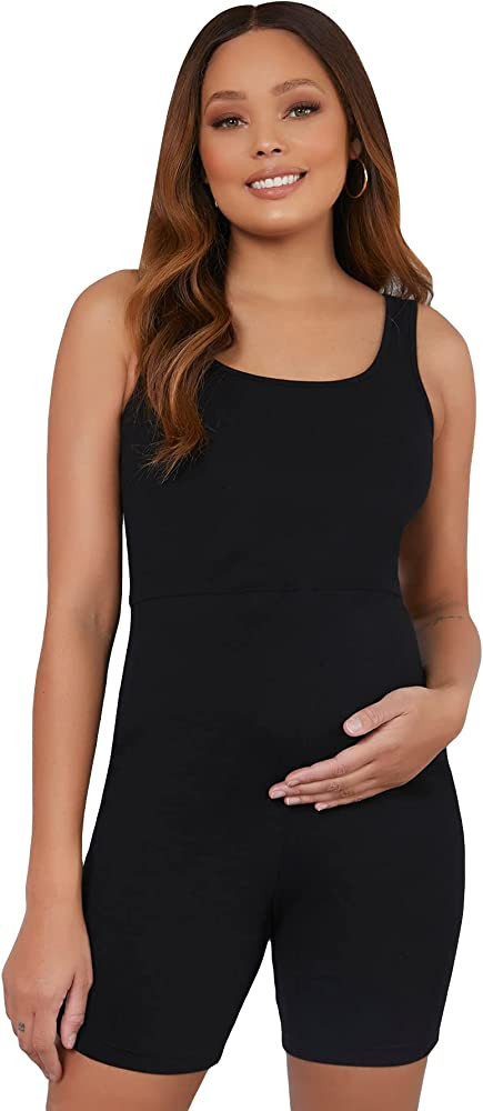 Floerns Women's Maternity Scoop Neck Sleeveless Tank Top Short Jumpsuits | Amazon (US)