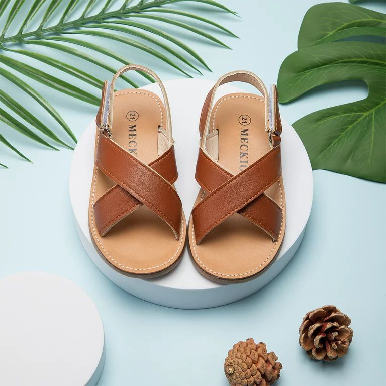 Meckior Toddler Girls Boys Sandals Open Toe Summer PU leather Shoes for Little Kids | Walmart (US)