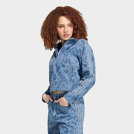 adidas Women's Originals x Liberty London Firebird Denim Track Top in Medium Vintage Denim/Light Denim Size: Small | Finish Line (US)