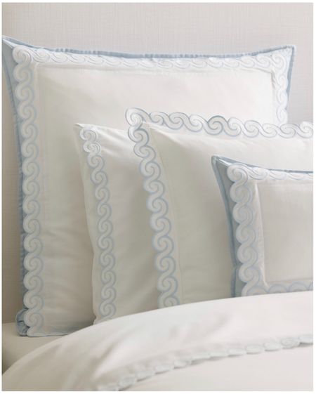 Blue and white shams, scalloped bedding 

#LTKhome #LTKFind #LTKstyletip