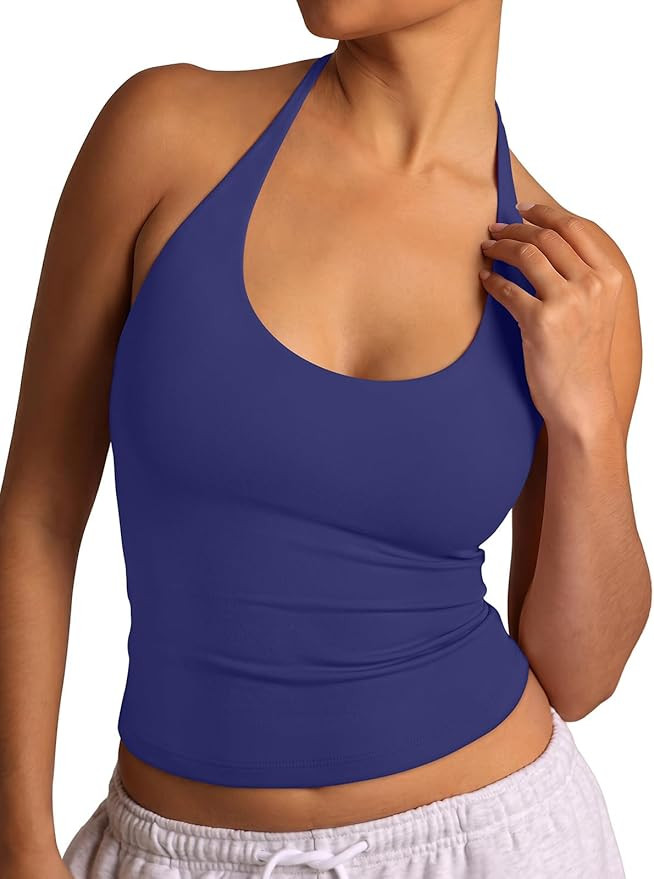 REORIA Women's Halter Tank Tops Backless Tie Scoop Neck Double Lined Basic Summer Outfits 2026 | Amazon (US)