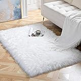 BAYKA White Faux Fur Rug,Fluffy Soft Rectangle Rug,Plush Fuzzy Carpet,Furry Shag Bedside Home Decor  | Amazon (US)