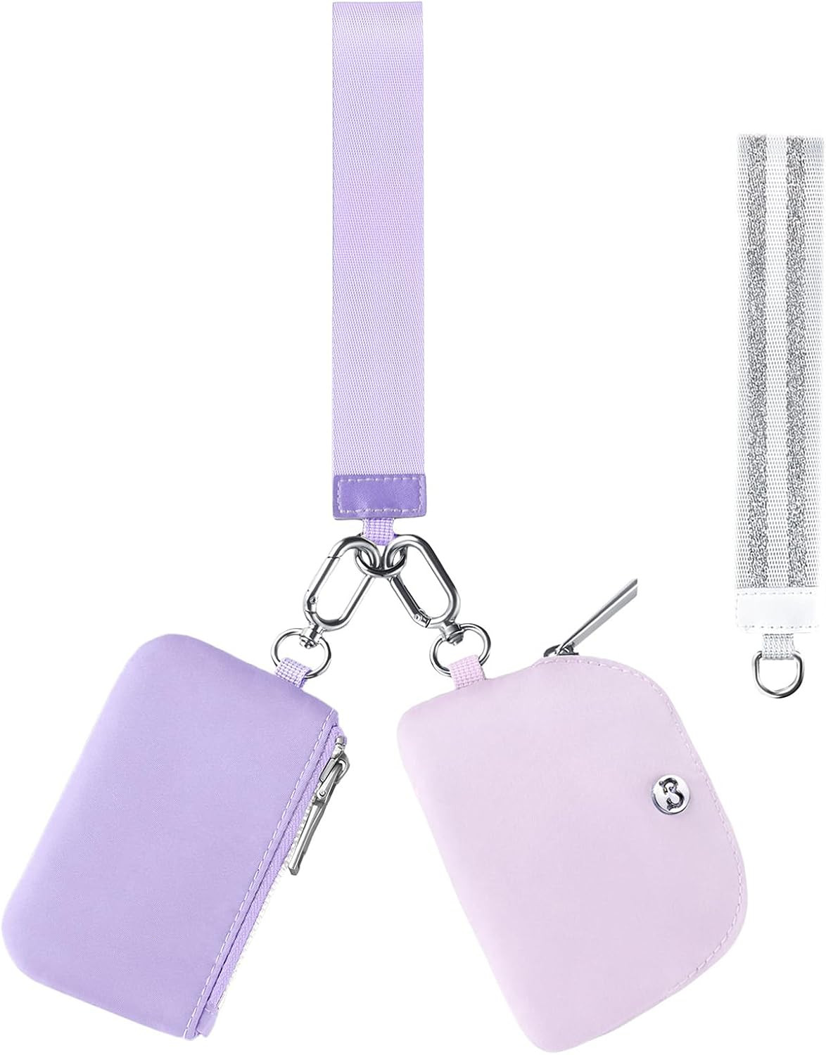 Mini Zip Around Dual Pouch Wristlet With 2 Straps Wristlet Keychain Wallet for Women Coin Purse Small Cute for Teen Girl | Amazon (US)