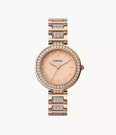 Karli Three-Hand Rose Gold-Tone Stainless Steel Watch | Fossil (US)