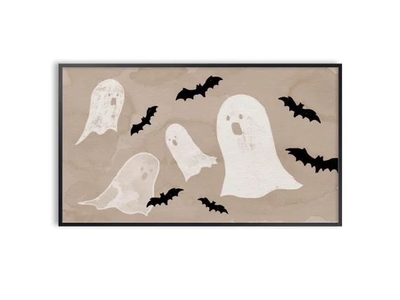Frame TV Art Halloween Ghost and Bats Samsung Frame TV Art - Etsy | Etsy (US)