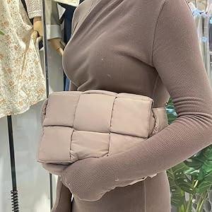 NAARIIAN Puffer shoulder bag Nylon padded woven handbag designer crossbody dupes women down purse | Amazon (US)