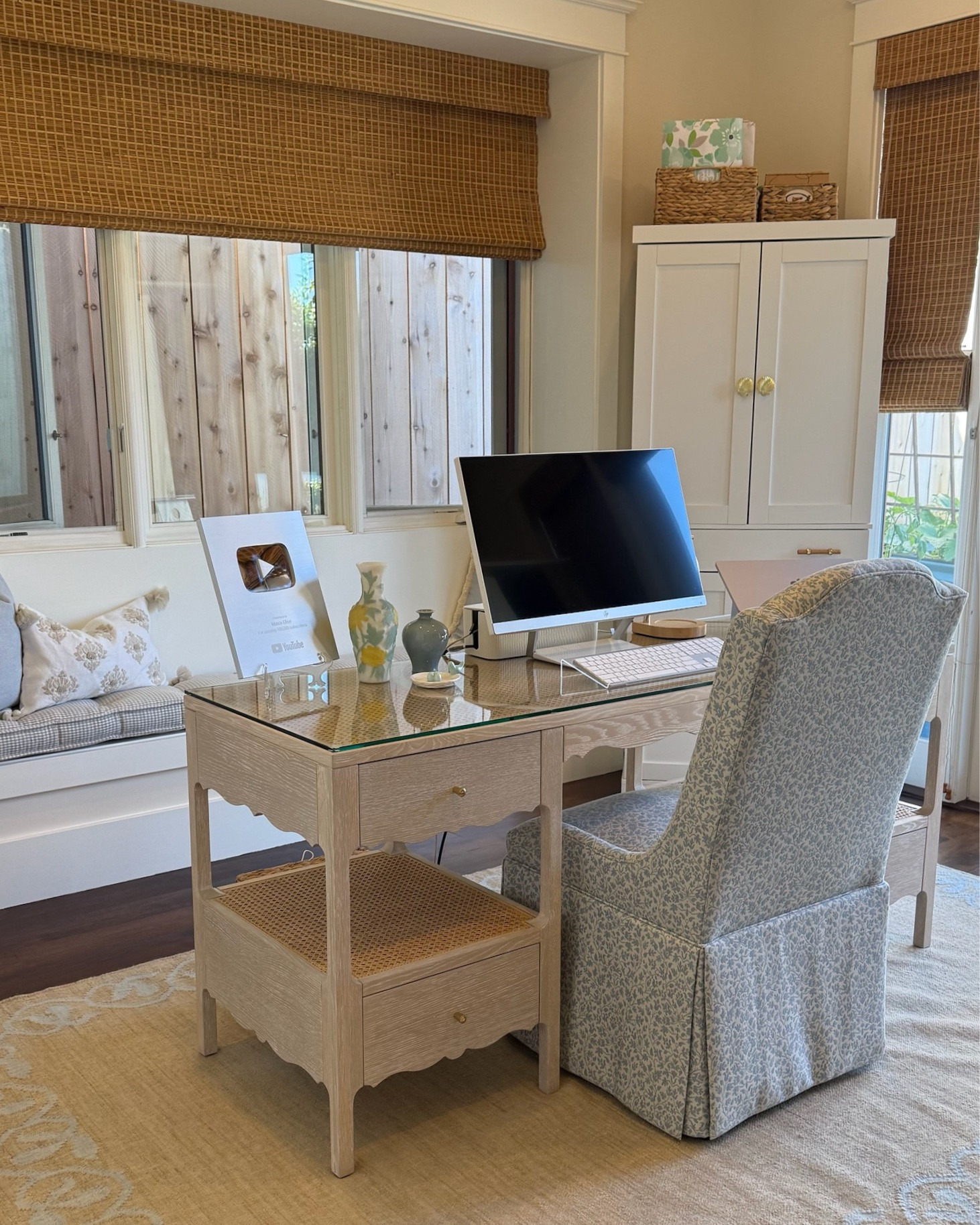 The office! Perfect for actual work, computer tasks, and a quiet space to take meetings.
Check out the full home makeover process on my YouTube channel!

coastal home office makeover, coastal cottage office, blue and white home office, coastal office ideas, home office ideas, classic coastal office, traditional coastal office, English coastal office, blue and white office decor, coastal cottage interior, built in shelves, built in bookshelves, built in bookcase ideas, white built in shelves, built in office storage, office storage ideas, home office storage, organized home office, office organization ideas, built in bench, built in window seat, window seat office, office window seat, built in desk ideas, home office built ins, IKEA cabinets office, IKEA cabinets built in, IKEA wardrobe office, IKEA wardrobes built in, IKEA office storage, IKEA Pax wardrobe office, IKEA Pax built in, IKEA hack home office, IKEA built in hack, craft cabinet, craft storage cabinet, craft room storage, craft room office ideas, rattan desk chair, coastal office furniture

#LTKHome #LTKdayinmylife #LTKvlog